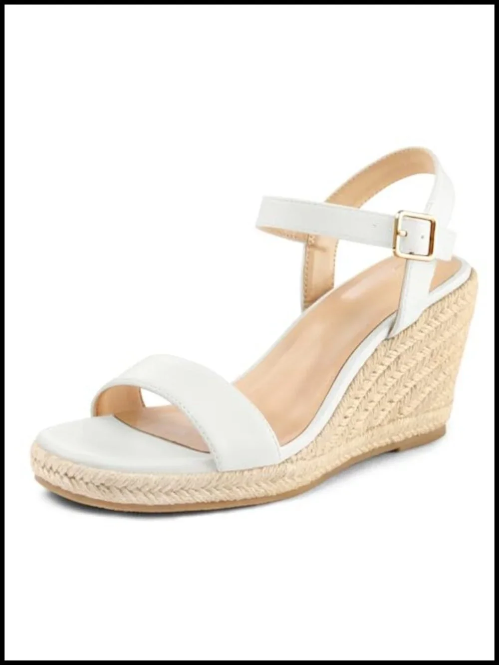 Womens Platform Espadrille Wedge Sandals Square Open Toe Ankle Strap Buckle